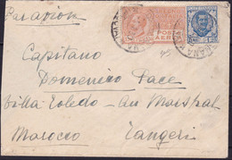 065 * 1930 Lettera Di Posta Aerea Diretta In Marocco, Affrancata Con P.a. L. 1.50 + V.E. II L. 1,25. Al Verso Diversi An - Marcofilía (Zeppelin)