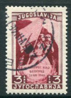 YUGOSLAVIA 1948  Communist Congress 3 D. Perforated 12½ Used..  Michel 543C - Used Stamps