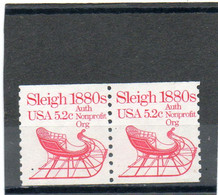 ETATS-UNIS       2 Timbres 5,2 C Se Tenant     1983   Y&T:1468    Roulette   Neufs Sans Charnière - Rollenmarken