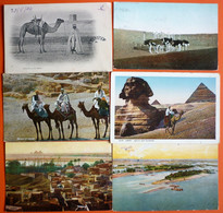 CAIRO , ASWAN , PYRAMIDS  - LOT 6 OLD POSTCARDS - Piramiden