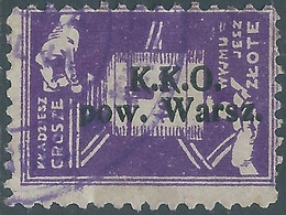 POLONIA-POLAND-POLSKA,GROSZE ZLOTE ,Revenue TAX Stamp TO WEIGH GOLD, Overprint, K.K.O. POW.VARSZ, Obliterated,Rare - Fiscaux