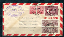 India 1948 Cover To USA Strip Of 2 Block Of 4 12455 - Covers & Documents