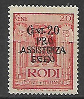 COLONIE ITALIANE 1943 OCCUPAZIONE TEDESCA DELL'EGEO"PRO ASSISTENZA EGEO" UNIF. 120 MNH XF - Egée (Duitse Bezetting)