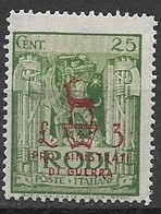 COLONIE ITALIANE 1944 OCCUPAZIONE TEDESCA DELL'EGEO"PRO SINISTRATI DI GUERRA" UNIF. 129 MLH VF - Egée (Duitse Bezetting)