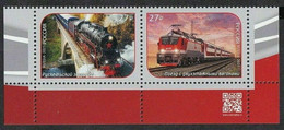 2021 Russia 3019-3020Paar+Tab Railway Transport Of Russia - Locomotives 5,00 € - Unused Stamps