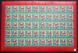 Denmark Christmas Seal 1968 MNH ( **) Full Sheet Unfolded  5 Different Christmas Men - Feuilles Complètes Et Multiples