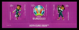 2021 Russia 2999-3001strip+Tab 2020 UEFA European Championship 8,20 € - Ungebraucht