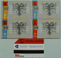 ALBANIA - Chip / Magnetic - Telekomi Shqiptar - 50 To 200 Units - Group Of 5 - Used - Albanie