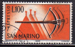 REPUBBLICA DI SAN MARINO 1966 ESPRESSI SPECIAL DELIVERY ESPRESSO BALESTRA LIRE 100 USATO USED OBLITERE' - Timbres Express