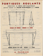 DOCUMENTATION ET MODELES SUR 4 PAGES A. PANSIER PARIS INDUSTRIE MECANIQUE PONTS ROULANTS CIRCA 1950B.E. VOIR SCANS - Machines