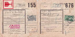 1950 - BELGIQUE - COLIS-POSTAUX X2 De CHARLEROI Dont OBJET OPTIQUE Avec ETIQUETTE "VERRE" - Andere & Zonder Classificatie