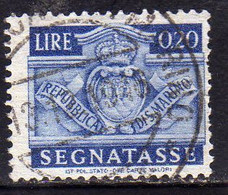 REPUBBLICA DI SAN MARINO 1945 SEGNATASSE POSTAGE DUE TASSE TAXE CENT. 20  (0,20) USATO USED OBLITERE' - Portomarken