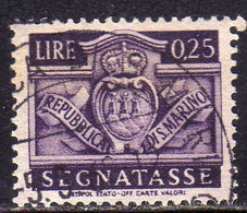 REPUBBLICA DI SAN MARINO 1945 SEGNATASSE POSTAGE DUE TASSE TAXE CENT. 25c  (0,25) USATO USED OBLITERE' - Portomarken