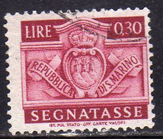 REPUBBLICA DI SAN MARINO 1945 SEGNATASSE POSTAGE DUE TASSE TAXE CENT. 30c  (0,30) USATO USED OBLITERE' - Postage Due