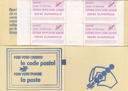 CARNET VIGNETTES. POUR VOTRE COURRIER LE CODE POSTAL.  VIOLET. DUNKERQUE 59240 - Blocchi & Libretti