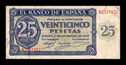 España Spain 25 Pesetas Burgos 1936 Pick 99 Serie B T.932 MBC VF - 25 Pesetas