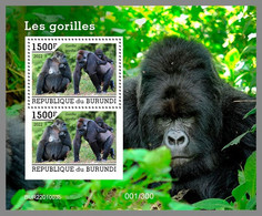 BURUNDI 2022 MNH Gorillas Gorilles S/S - IMPERFORATED - DHQ2207 - Gorilas
