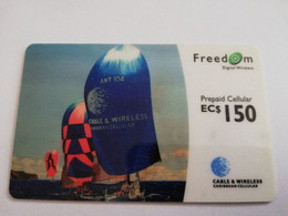 CARIBBEAN ISLANDS EC $ 150, SAIL BOATS -PREPAID CELLULAIR FREEDOM, Used ** 8847** - Antilles (Other)