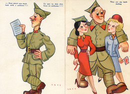 Illustrateur Cass - Lot De 2 Cartes - Militaria Je Ne Fais Qu'un Avec Le Pologne Angleterre ; Beau En Uniforme - Cass