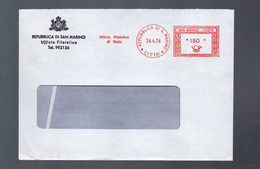 5CRT1355 - SAN MARINO - Ufficio Filatelico Governativo 26.4.1976 - Ema Red Meter Affrancatura Rossa - Cartas & Documentos