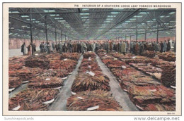 Interior Of A Southern Loose Leaf Tobacco Warehouse Curteich - Tabaco
