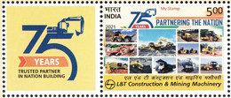INDIA 2021  MY STAMP, LARSEN & TOUBRO CONSTRUCTION & MINING MACHINERY 75th ANNIV, 1v+tab,  Limited Issue. MNH(**) - Unused Stamps