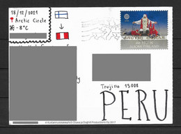 Finland Card Arctic Circle , Noel , North Pole Cancellation Send To Peru - Used Stamps
