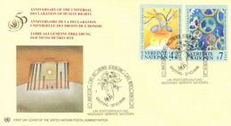 Nations Unies-Vienne-27/10/1998-anniversaire De La Déclaration Des Droits De L'homme-timbres 286 Et 287 - Brieven En Documenten