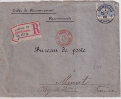 1886 - REICH - ENTREE PARIS 11 CHARGEMENTS ! / ENV. RECOUVREMENT RECOMMANDEE De HAMBURG => POSTE De MENAT (PUY DE DOME) - Marques D'entrées