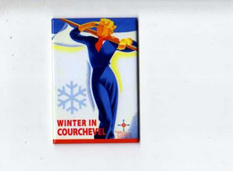 Magnet Format  7,4x5,8 Cm Winter In COURCHEVEL , Skieuse Elegante, Flocon De Neige - Tourism