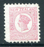 New Zealand 1873 Newspaper Stamp - Wmk. NZ - P.10 - ½d Pale Dull Rose MNG (SG 143) - Neufs