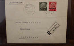 LUXEMBURG 1940 Oetringen Einschreiben Cover Luxembourg Registered Recommandé Besetzung Occupation - Ocupación 1938 – 45