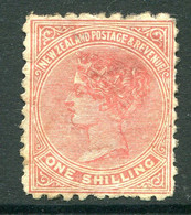 New Zealand 1882-1900 Second Sideface - P.10 X 11 - 1/- Red-brown HM (SG 235) - Toning - Nuevos