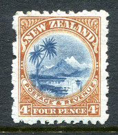 New Zealand 1902-07 Pictorials - Wmk. NZ & Star - P.11 - 4d Lake Taupo HM (SG 310) - Neufs