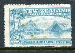 New Zealand 1902-07 Pictorials - Wmk. NZ & Star - P.14 - 2/- Milford Sound - Blue-green MNG (SG 328a) - Toned - Ongebruikt