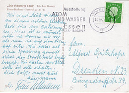 51033 - Bund - 1959 - 10Pfg. Heuss III EF A AnsKte ESSEN - AUSSTELLUNG ATOM UND WASSER ... -> DDR - Atome