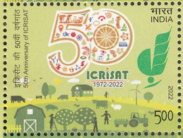 INDIA 2022 International Crops Research Institute Semi & Tropics, 50th Anniversary, (ICRISAT) 1v, MNH(**) - Unused Stamps