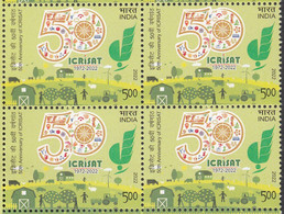 INDIA 2022 International Crops Research Institute Semi & Tropics, 50th Anniversary, BLOCK Of 4, (ICRISAT) 1v, MNH(**) - Nuevos