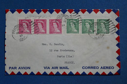 AR14 CANADA  BELLE LETTRE   1953 WINNIPEG POUR PARIS FRANCE +AEROPHILATELIE++BANDES DE 3 T.P  ++ AFFR. PLAISANT - Lettres & Documents