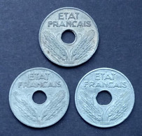 20 Centimes état Français Type 20: 1941 - 1942 - 1943 - 20 Centimes