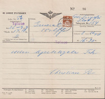 1933. DANMARK. DE DANSKE STATSBANER. TELEGRAM Til General Wolff, Ankomststation Tølløse Fra K... (Michel 184) - JF517070 - Brieven En Documenten