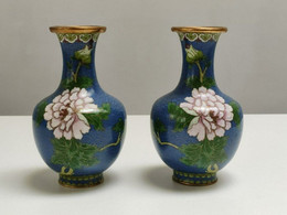 2 Small Chinese Vases Vazen Cloisonné Emaille China Asian Antique - Asian Art