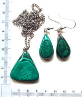 BIJOUX EN MALACHITE....PENDENTIF ET BOUCLES D' OREILLES - Otros & Sin Clasificación