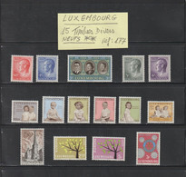 LUXEMBOURG - DIVERS  - 15 Timbres Neufs ** - Voir Les 2 Scannes - Andere & Zonder Classificatie