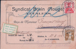 Attalens FR, Syndicat Bovin Rouge, Carte Postale Cachet Bossonnens 20.3.12 Non Réclamé (132) - Attalens