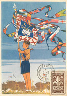 230222 - SCOUTISME CARTE POSTALE E JOUBERT Illustrateur Jamborrée De La Paix 1947 FRANCE 2 Août Timbre Poste 5 Fr Scout - Covers & Documents