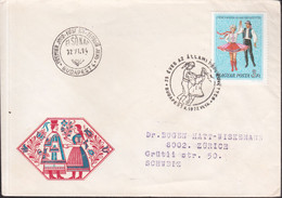 Hongarije 1977, Letter Send To Swiss, Folk Dancing - Covers & Documents