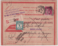 1933 - PAIX PERFORE (PERFIN) ! + TAXE ! Sur CARTE-LETTRE RECO REMBOURSEMENT De TOULOUSE => AVEYRON "REFUSE" => RETOUR - Lettres & Documents