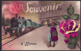 +++ CPA - Fantaisie - Un Souvenir D' HORNU - Train   // - Boussu