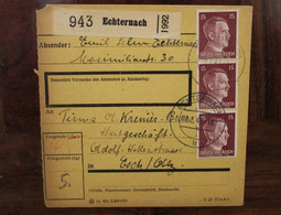 LUXEMBURG 1943 Echternach Esch Alzig Esch-sur-Alzette Cover Luxembourg Besetzung Occupation - 1940-1944 Deutsche Besatzung